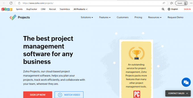 ZOHO-projekt. 41 bästa gratis projektledningsverktyg