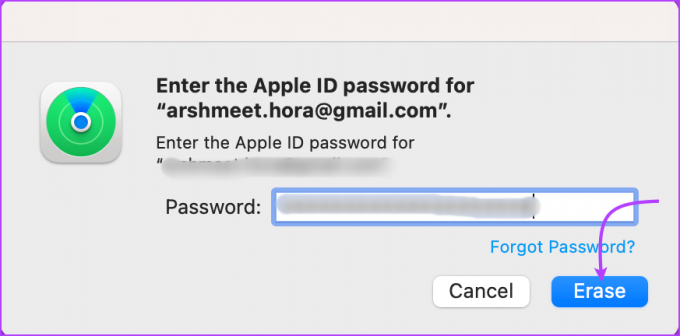 Entrez votre mot de passe Apple ID et cliquez sur Effacer