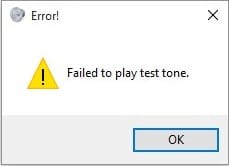 Chyba při přehrání testovacího tónu
