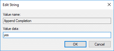 Pentru a activa completarea automată în linie în Windows 10, setați valoarea Adăugare completare la Da