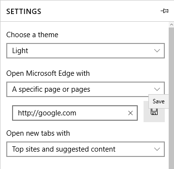 Введите URL-адрес в разделе " Открыть Microsoft Edge с помощью" и убедитесь, что вы выбрали определенную страницу или страницы.