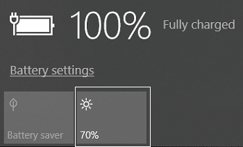 Klik på knappen Lysstyrke under Power-ikonet for at justere lysstyrkeniveauet