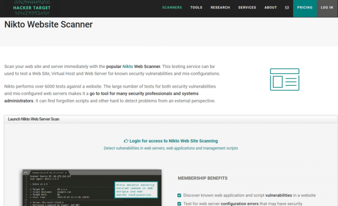 Nikto Website Vulnerability Scanner