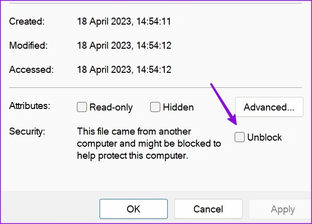 odblokování souboru v systému Windows