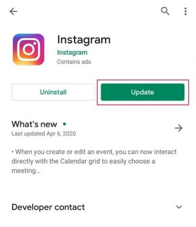 Kullanıcı, uygulamanın yeni güncellemeleri için 'Play Store'u kontrol edebilir