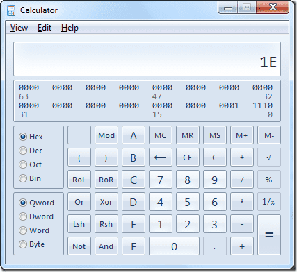 Kalkulator Hex