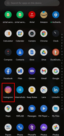 „Android“ programų stalčiuje pasirinkite „Instagram“ programą