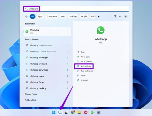 Abra la configuración de WhatsApp en Windows