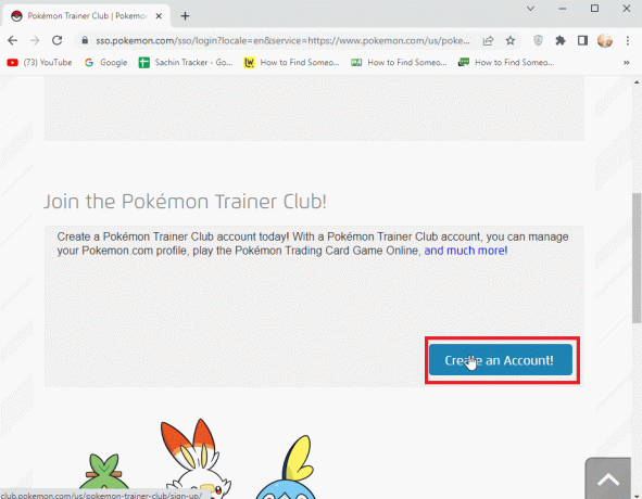انقر فوق إنشاء حساب. إصلاح فشل Pokemon GO في مشكلة تسجيل الدخول