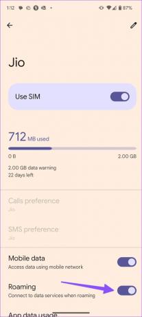 ativar roaming no Android