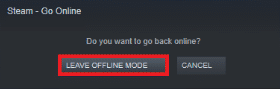 Lépjen az OFFLINE MÓD KIHAGYÁSA lehetőségre. Nem sikerült csatlakozni a Steam hálózathoz hiba javítása