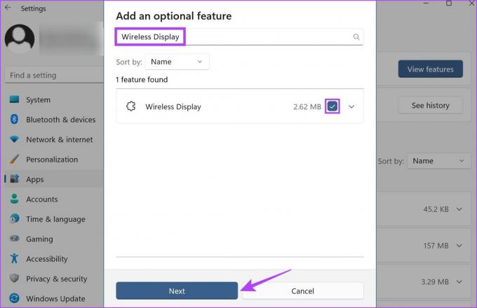 Selectați Wireless Display și faceți clic pe Next