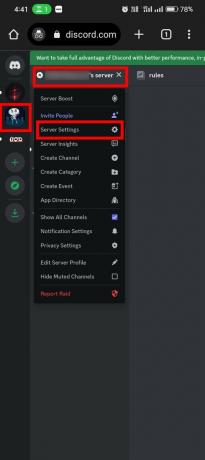 Tocca su Impostazioni server | come rendere pubblico un server discord