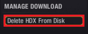 Selezionare Elimina HDX dal disco per eliminare il film scaricato dal disco Vudu