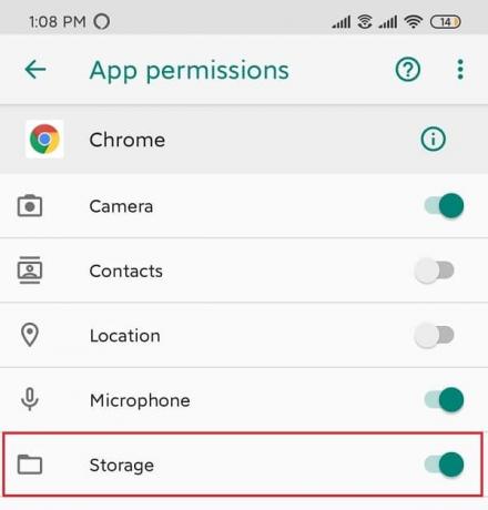Ota tallennuslupa käyttöön | Korjaa Chrome Needs Storage Access -virhe Androidissa