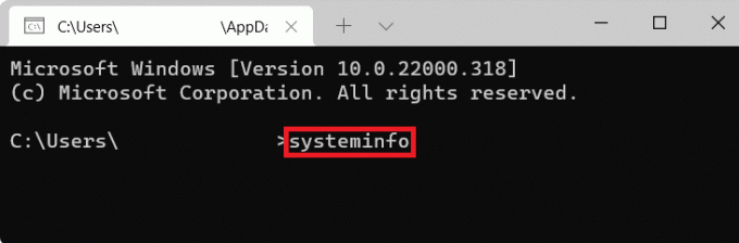 janela do prompt de comando. Informação do sistema