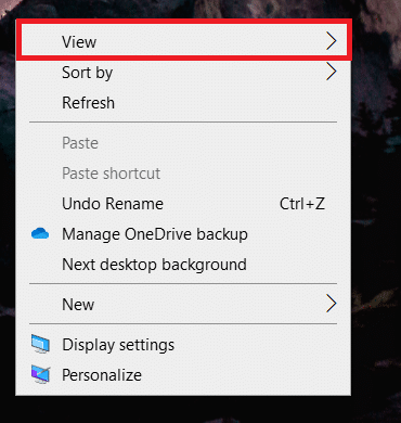 Høyreklikk på skrivebordet. Klikk på Vis. Hvordan lage minimalistisk skrivebord på Windows 10