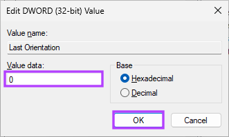 აკრიფეთ 0 Value Data ველში