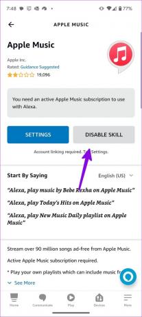 Deaktivieren Sie den Apple Music-Skill