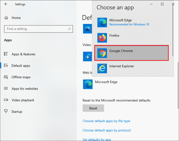 Zatim kliknite naziv svog preglednika, a zatim Google Chrome na skočnom izborniku Odaberi aplikaciju. Kako promijeniti Chrome kao zadani preglednik