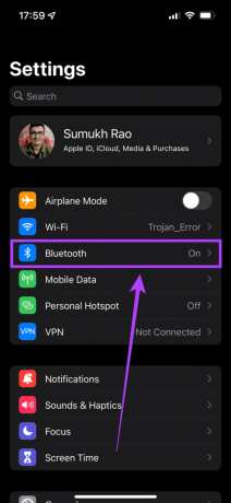 Bluetooth მენიუ iOS-ზე
