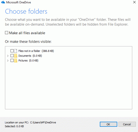 모든 파일을 사용할 수 있도록 설정 옵션을 선택 취소합니다.