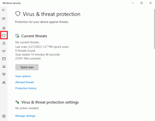 idite na Zaštita od virusa i prijetnji. Kako popraviti pogrešku povezivanja Spotify Code 4 u sustavu Windows 10