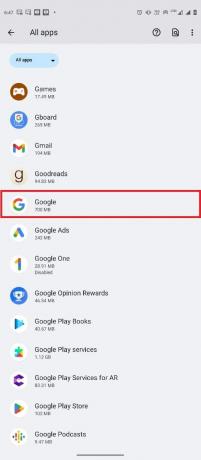 모든 앱 보기 버튼을 탭한 다음 Google을 선택합니다. Android용 Google 수정 시 오프라인 문제 표시