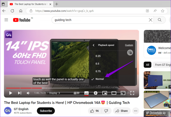 Skift YouTube-afspilningshastighed på skrivebordet