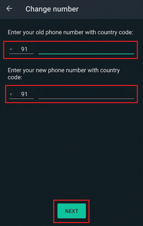 alte Telefonnummer - neue Telefonnummer mit Ländervorwahl - WEITER
