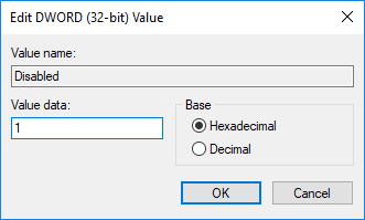 Norėdami išjungti „Windows“ klaidų ataskaitų teikimą, pakeiskite DISabled DWORD reikšmę į 1