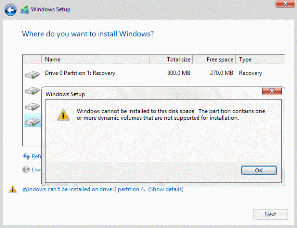 Reparar Windows no se puede instalar en la unidad 0