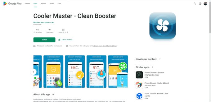 Pagina web del Play Store di Cooler Master