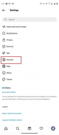 Hesap üzerine dokunun. Instagram Geri Bildirimi Gerekli Giriş Hatasını Düzeltin