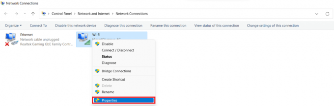 คลิกขวา meu สำหรับอะแดปเตอร์เครือข่าย | วิธีเปลี่ยน DNS บน Windows 11