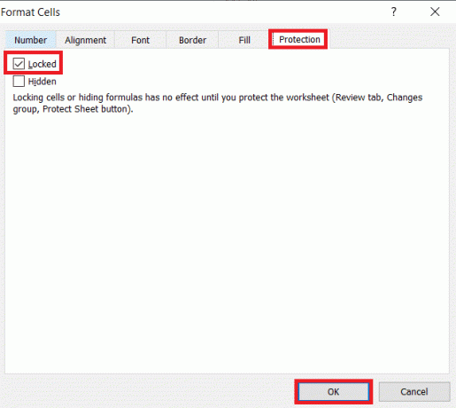 Gå till fliken " Skydd" och markera alternativet " låst". Klicka på OK, | Hur man låser eller låser upp celler i Excel?
