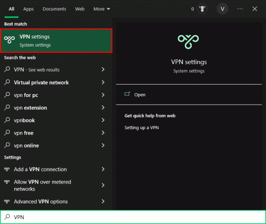 คลิกที่ตัวเลือกการตั้งค่า VPN