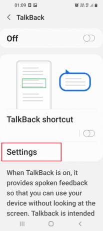 Tippen Sie auf dem Bildschirm auf die Registerkarte Einstellungen, um den TalkBack-Einstellungsbildschirm zu öffnen. Fix: Storage TWRP kann auf Android nicht gemountet werden