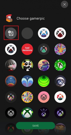 갤러리에서 추가 아이콘을 탭합니다 | Xbox 앱에서 프로필 사진을 변경하는 방법 | Xbox Gamerpic을 사용자 지정할 수 없습니다