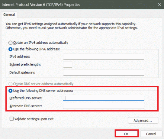 ป้อนเซิร์ฟเวอร์ DNS ที่ต้องการหรือเซิร์ฟเวอร์ DNS สำรองที่เหมาะสมตามบริการ DNS ที่คุณใช้งาน และคลิกตกลง | ปลดบล็อก Instagram ที่โรงเรียน