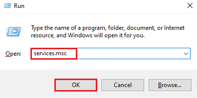 Entrez services.msc et cliquez sur OK. Correction de l'erreur VPN Hamachi dans Windows 10