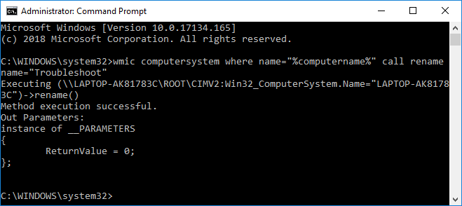 შეცვალეთ კომპიუტერის სახელი Command Prompt-დან | როგორ შევცვალოთ კომპიუტერის სახელი Windows 10-ში