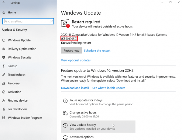 poznačte si číslo kb. Opravte chybu Windows Update 0x80071160