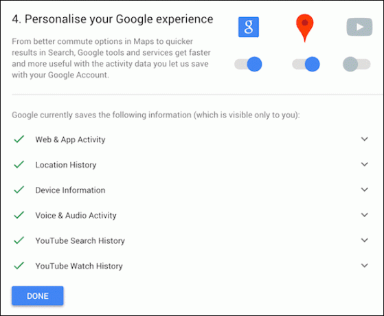 Mukauta Google Experience -tulosta