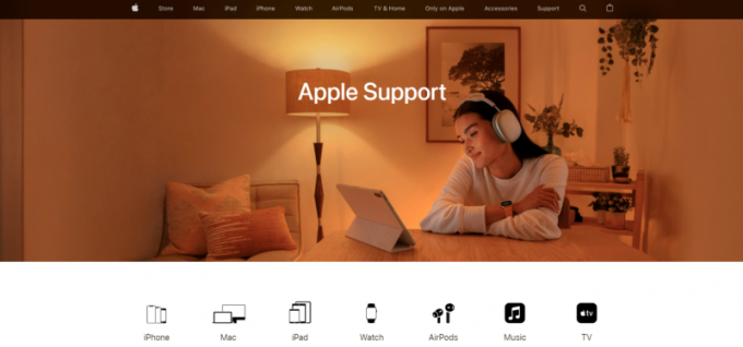 Pagina oficială de asistență Apple