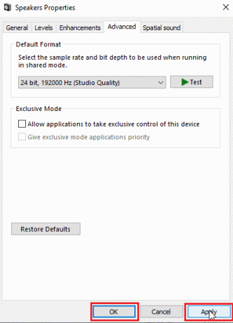 uygula'yı tıklayın ve tamam'ı tıklayın. Windows 10 Sorunu Tarafından Tanınmayan SADES Kulaklığını Düzeltin