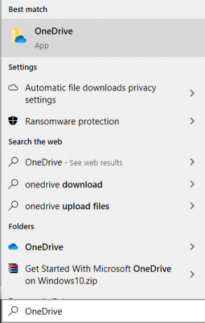 Öffnen Sie nun die OneDrive-App erneut über die Suchleiste.