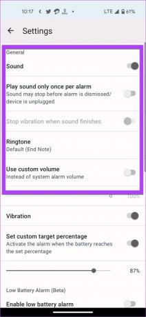 Android baterija Puna glasnoća aplikacije