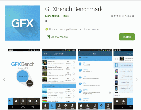 GFXBenchMark | appar för att kontrollera hårdvaran på din Android-telefon