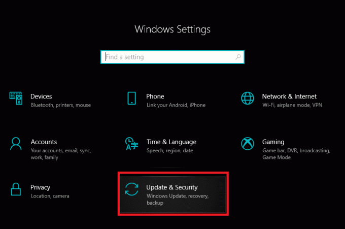 Tryk på Windows-tast + I for at åbne Indstillinger, og klik derefter på Opdater og sikkerhed | Ret proceslinjen, der vises i fuld skærm